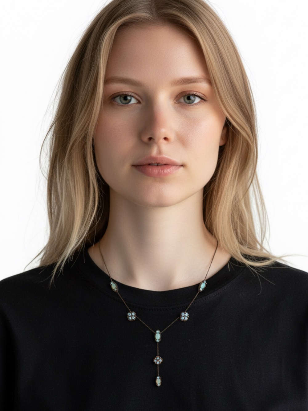 Park Lane Aqua Glow Y-Drop Lariat Necklace Swarovski Cat's Eye & More Necklace